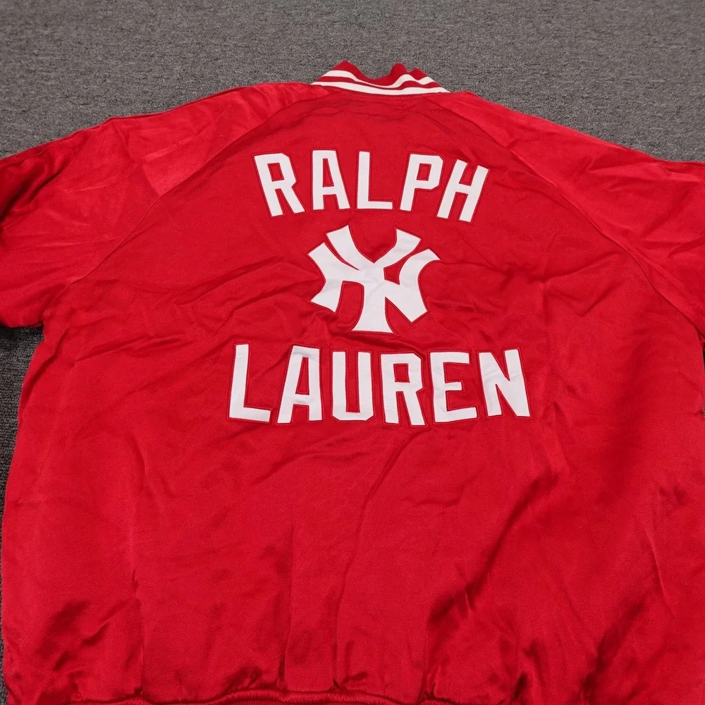 New York Yankees Jacket Mens XL Red MLB Baseball Polo Ralph Lauren Varsity
